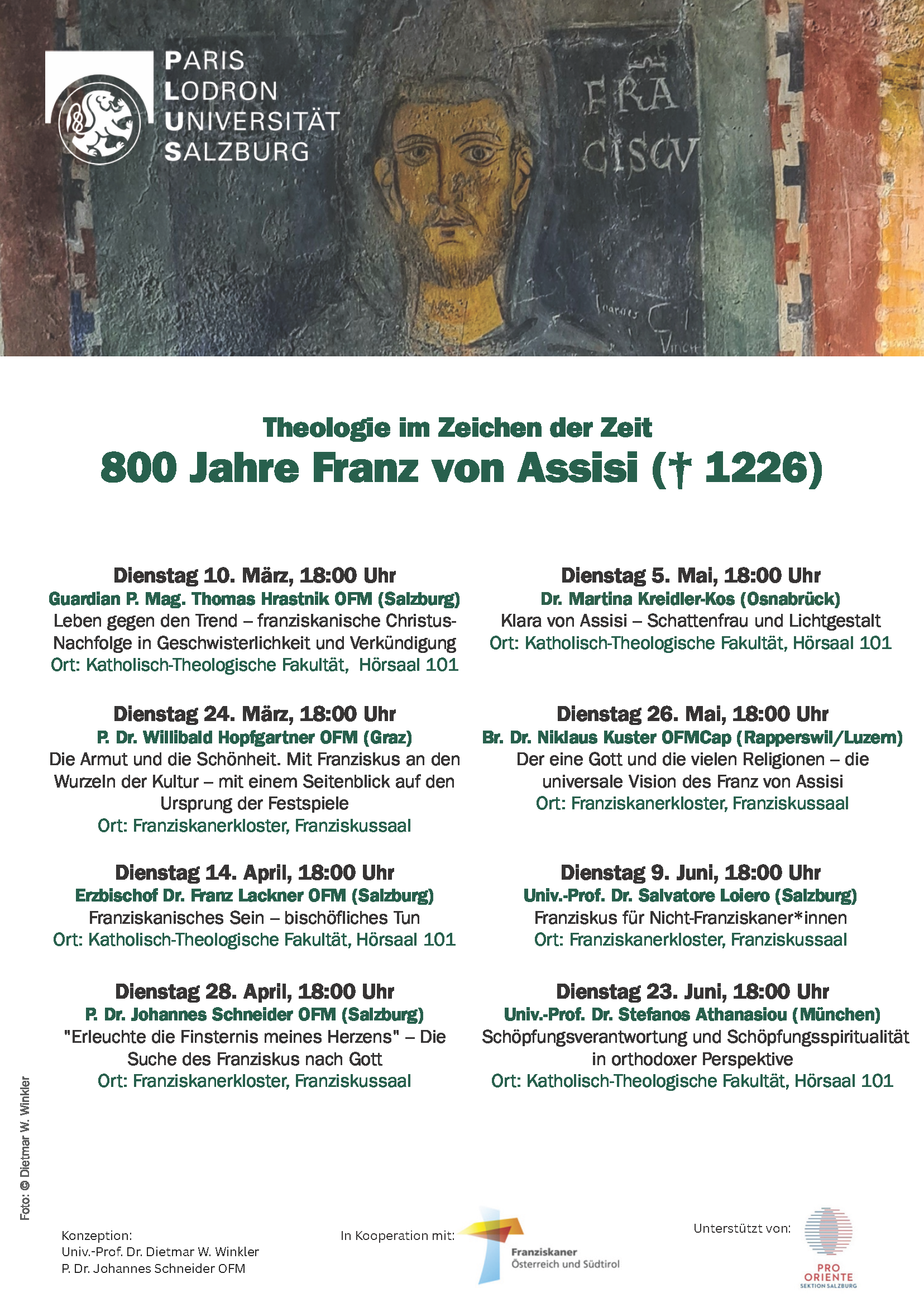 Plakat KTH Vortragsreihe 800 Jahre Franz von Assisi