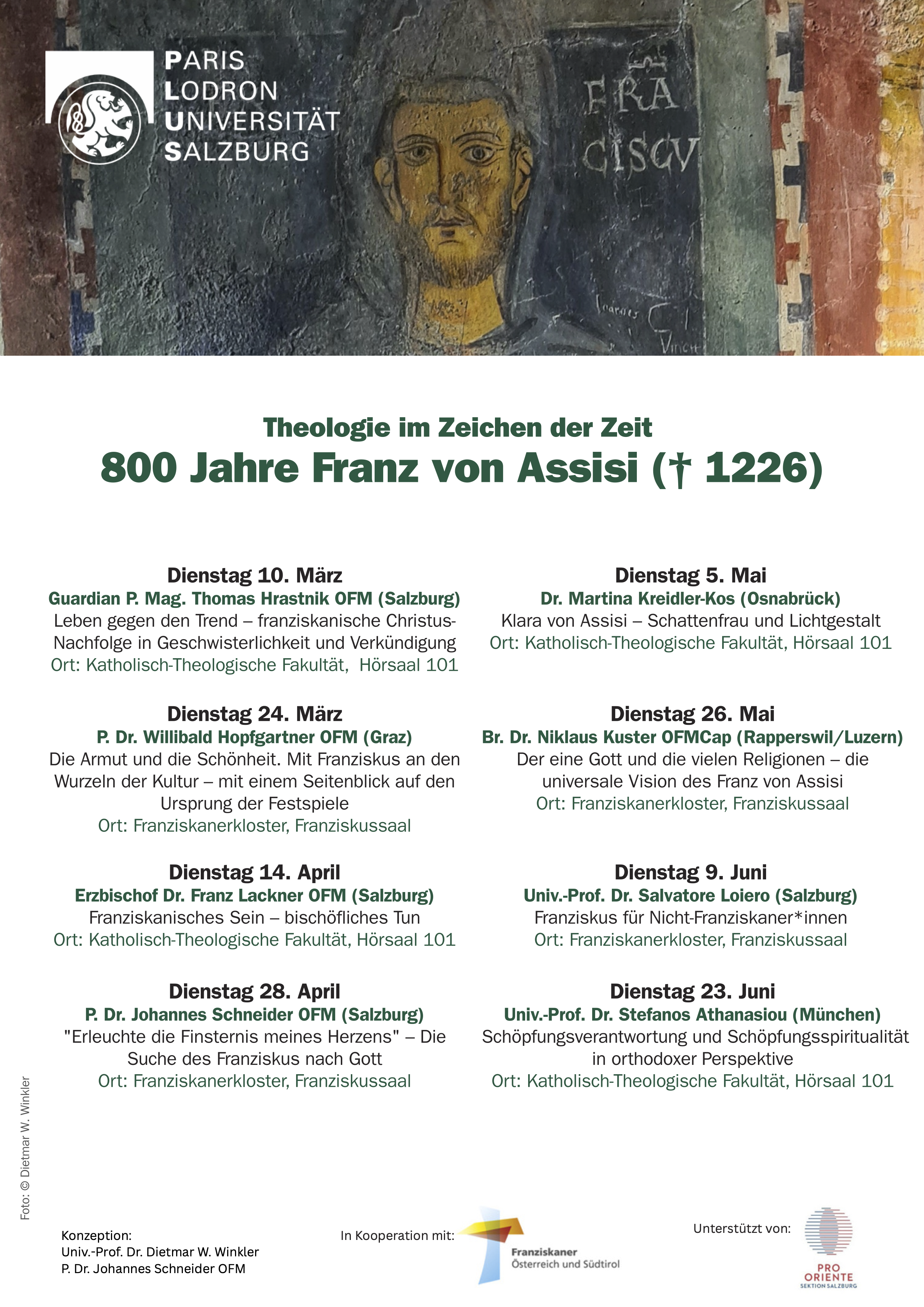Uni Salzburg KTH Vortragsreihe 800 Jahre Franz von Assisi